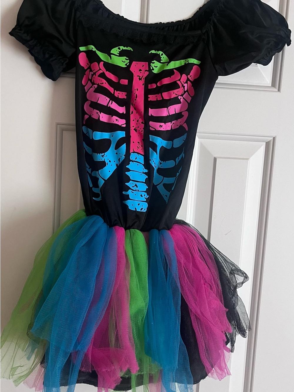 girls rainbow Skeleton dress and leggings Costume size 8-10